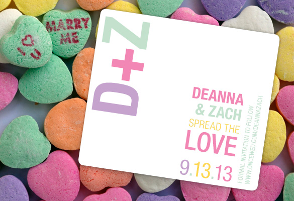 Bold Type Save the Date personalized in pastels