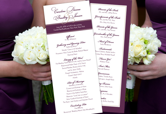 purple wedding programs from MagnetStreet