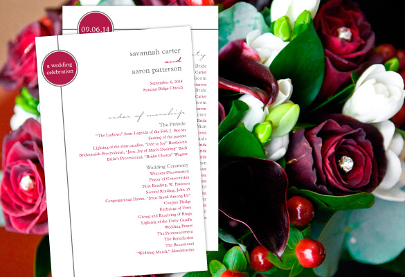 pink and gray wedding programs from MagnetStreet