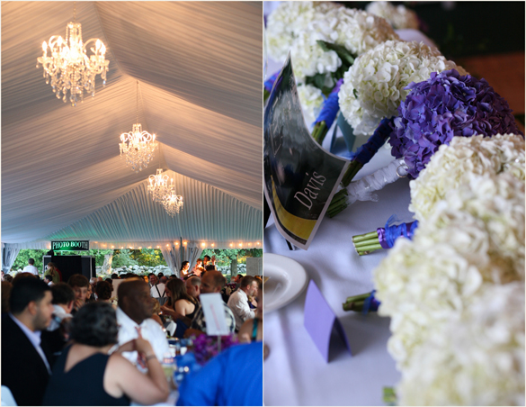 white and purple hydrangea wedding bouquets
