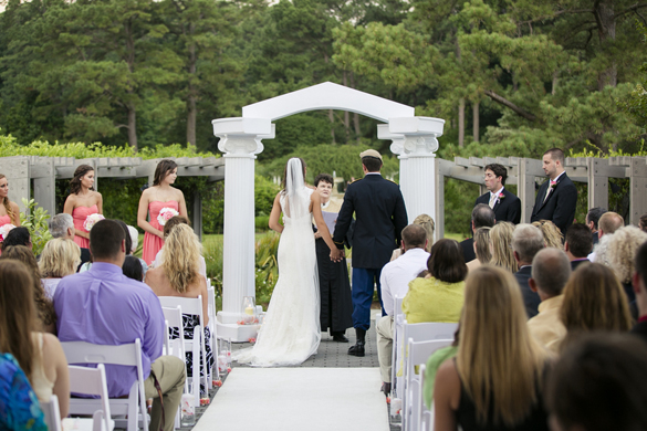 Outdoor military wedding ceremony at Botanical Gardens