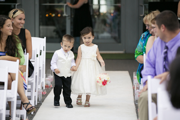Flower girl and Ring bearer at outdoor ceremony