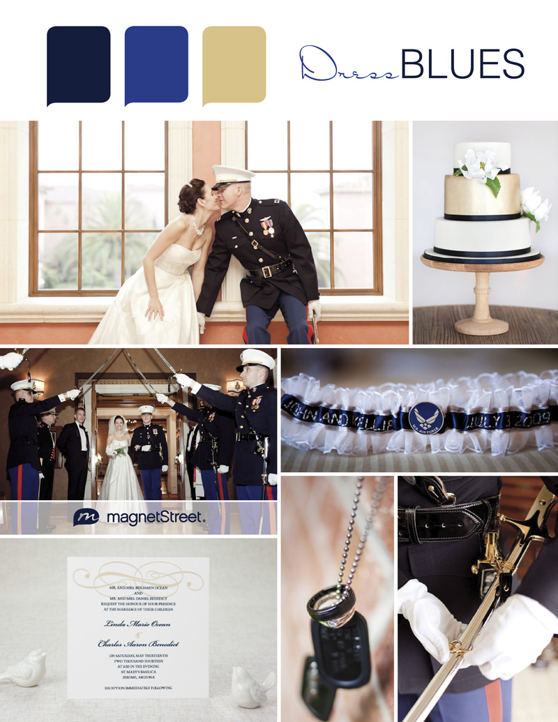 Military wedding inspiration and color palette