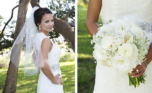 bride and white wedding bouquet- Donna Von Bruening Photography