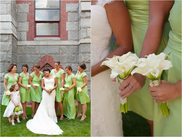 green bridesmaid dresses--photo by Deborah Zoe Photography