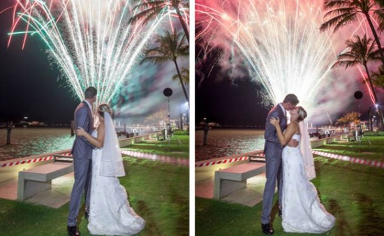 fireworks at outdoor wedding reception
