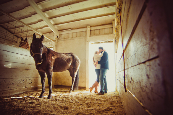rustic engagement photos with horses by Elevate Photography