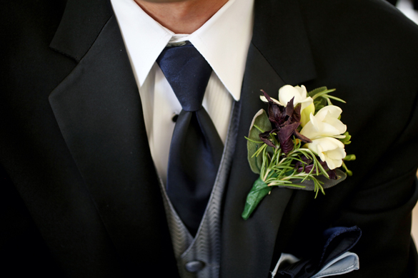  blue and silver wedding colors + boutonniere--Pepper Nix Photography