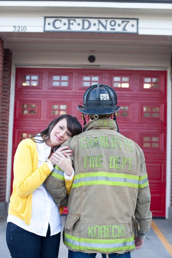 Charlotte, NC firefighter engagement photos