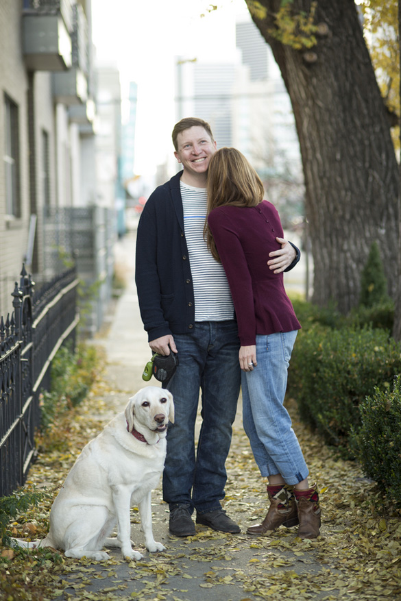 Denver engagement session with their cute dog