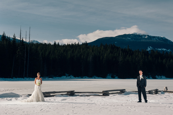 Bride and Groom photo outside in Whistler, BC