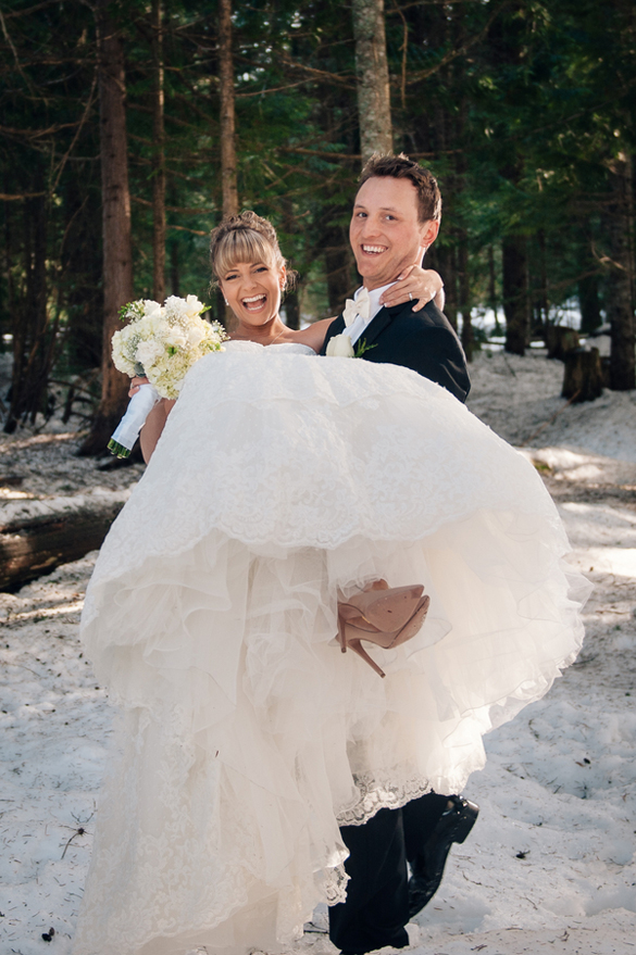 Bride and Groom at their winter wedding in Whistler, BC