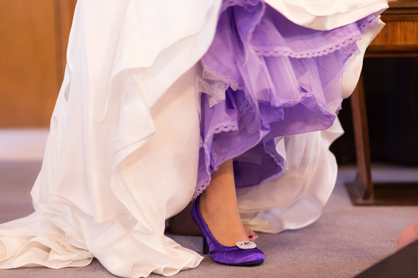 purple petticoat and purple wedding shoes