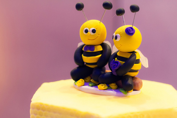 bride and groom honeybee cake topper