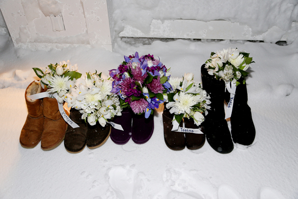 winter uggs and wedding flowers