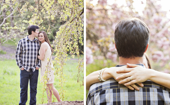 Couple in Seattle arboretum for their engagement session.