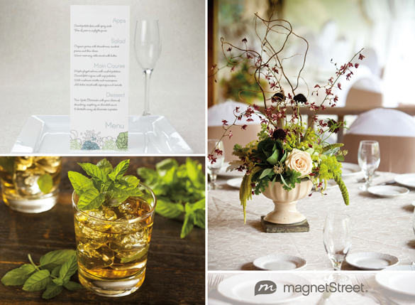 Kentucky Derby inspired tablescape with floral Menu Card from MagnetStreet