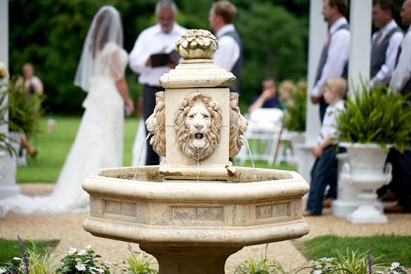 fountain at outdoor wedding ceremony
