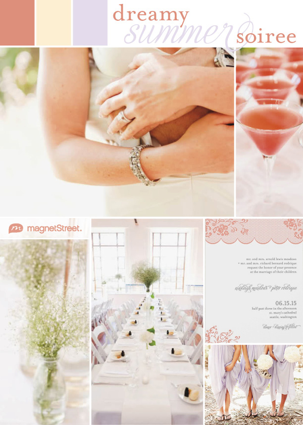 Coral and lavender wedding colors and invitation from MagnetStreet