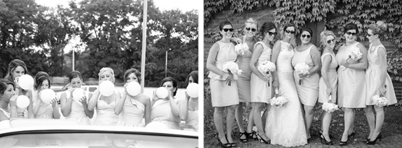 bride and bridesmaids in black sunglasses
