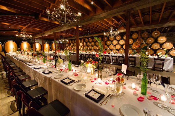 Napa Valley winery wedding rectangular reception table