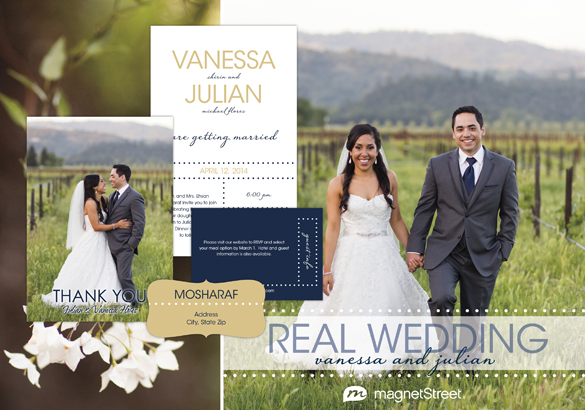 Blue and gold Wedding Invitation Suite from MagnetStreet