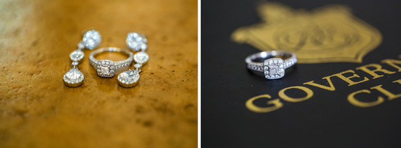 Engagement ring and wedding earrings
