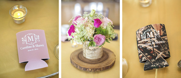 wedding favors and floral centerpiece