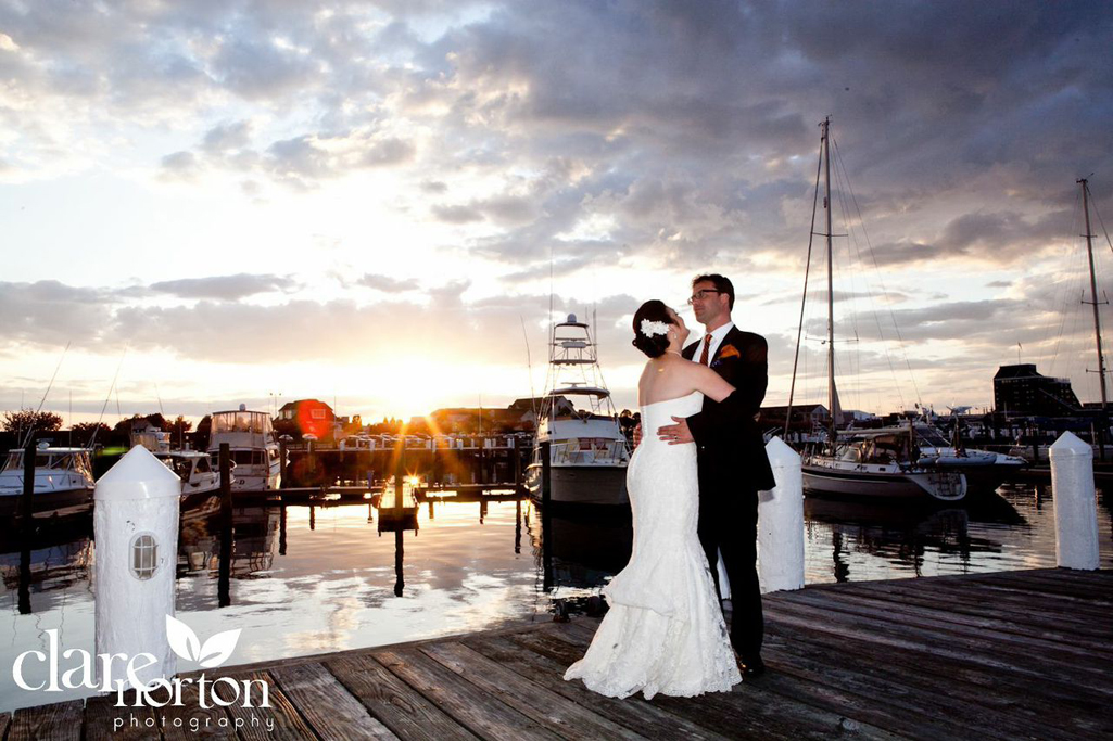 Bride and Groom sunset wedding photo