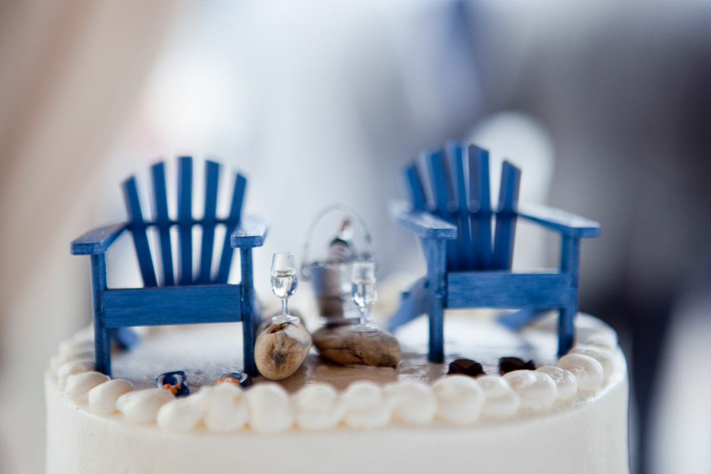 Nautical wedding cake topper of adirondack chairs