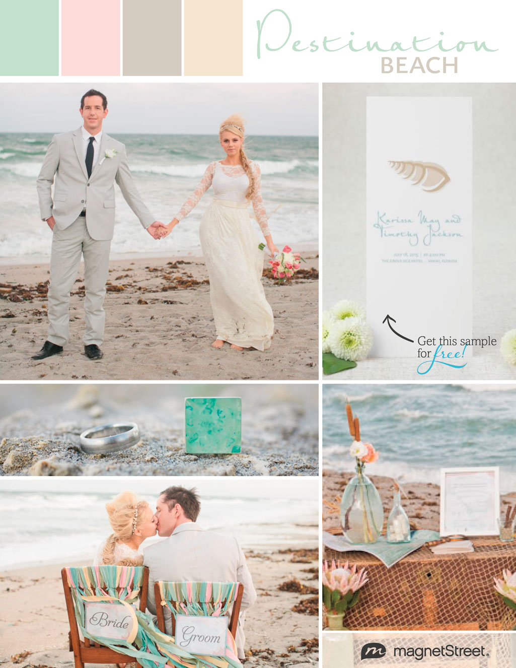 Soft, destination beach wedding inspiration in pastels