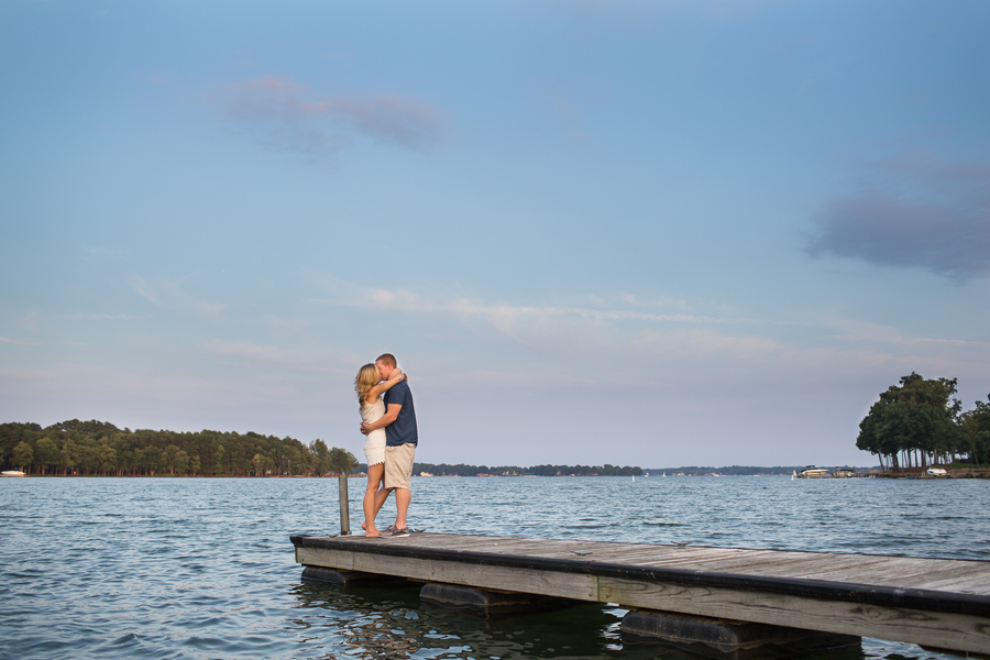 Lake Norman engagement photo out on the pier