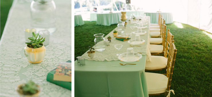 DIY tablescapes in backyard wedding