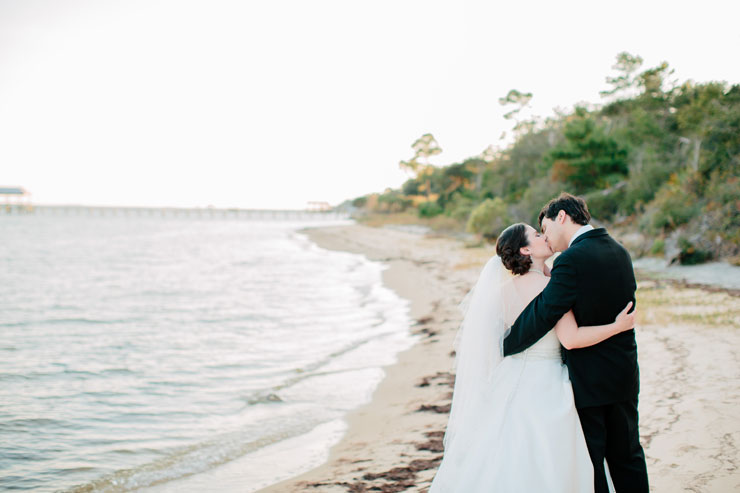 Bride and groom beach photo