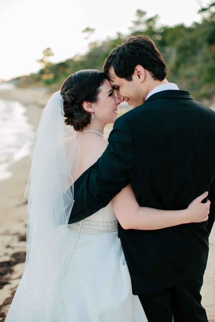 Cute Bride and Groom beach wedding photo
