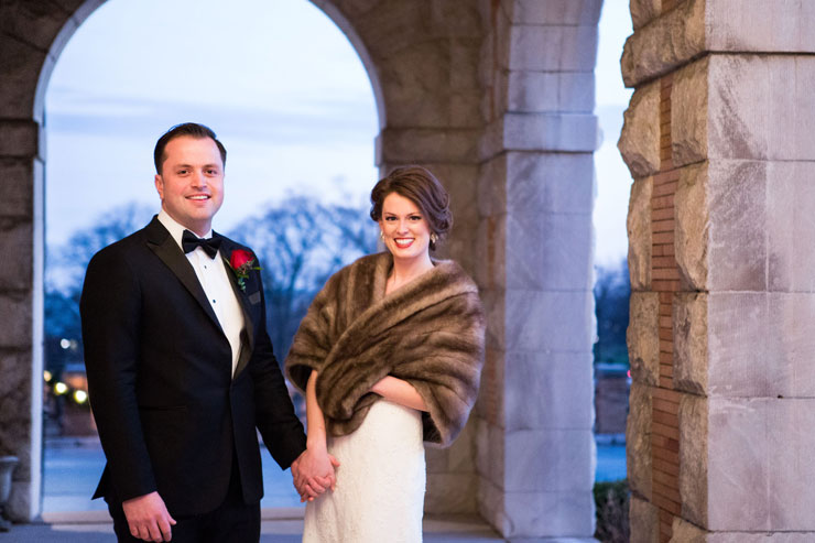 Bride and Groom photo at winter wedding at Cairnwood Estate