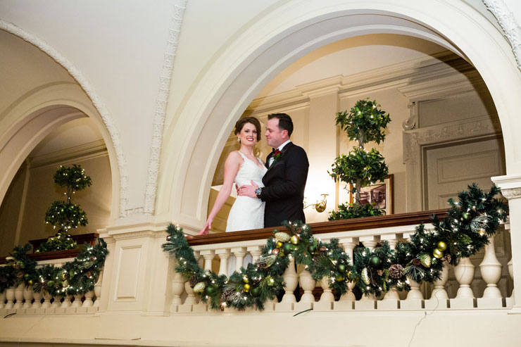Winter wedding photo at historic Cairnswood Estate 