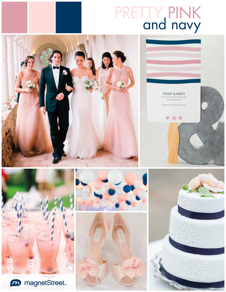 Pink and Navy Wedding Inspiration + Wedding Program MagnetStreet