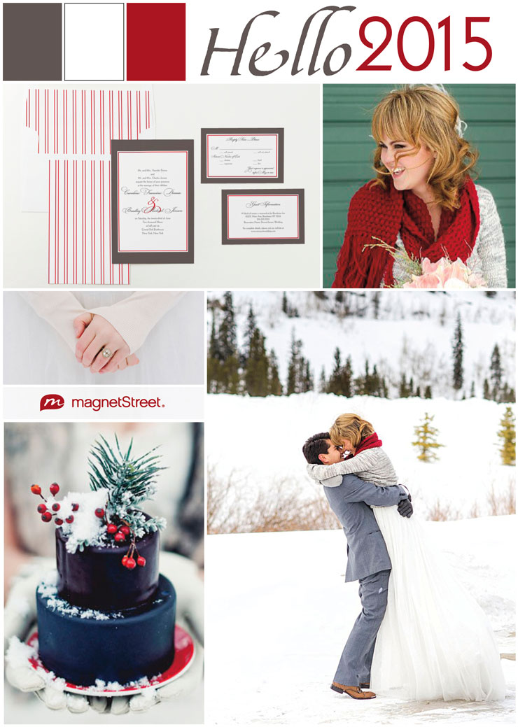 Red white wedding ideas--set off by slate gray, a sleek neutral {+ free invite sample from MagnetStreet}