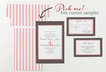 Red white wedding invitation--set off by slate gray, a sleek neutral {+ free invite sample from MagnetStreet}