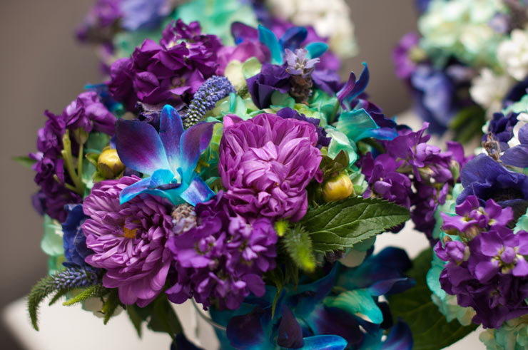 teal and purple-wedding-flowers