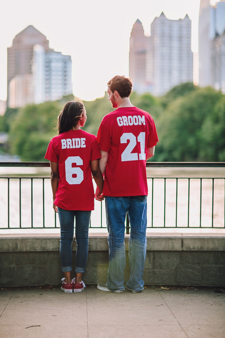 Bride and Groom Wedding Date jersey shirts