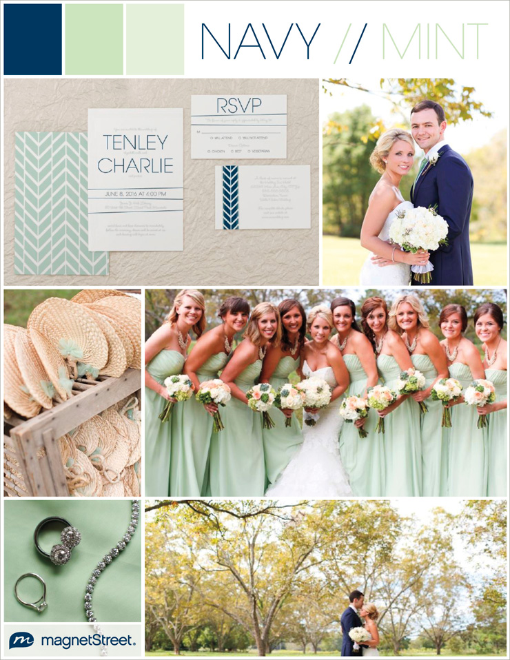 Mint and navy wedding inspiration--lovely for a fall wedding.