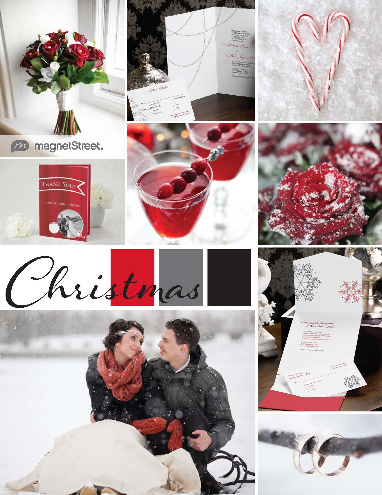 Holiday wedding inspiration in red, charcoal and black!